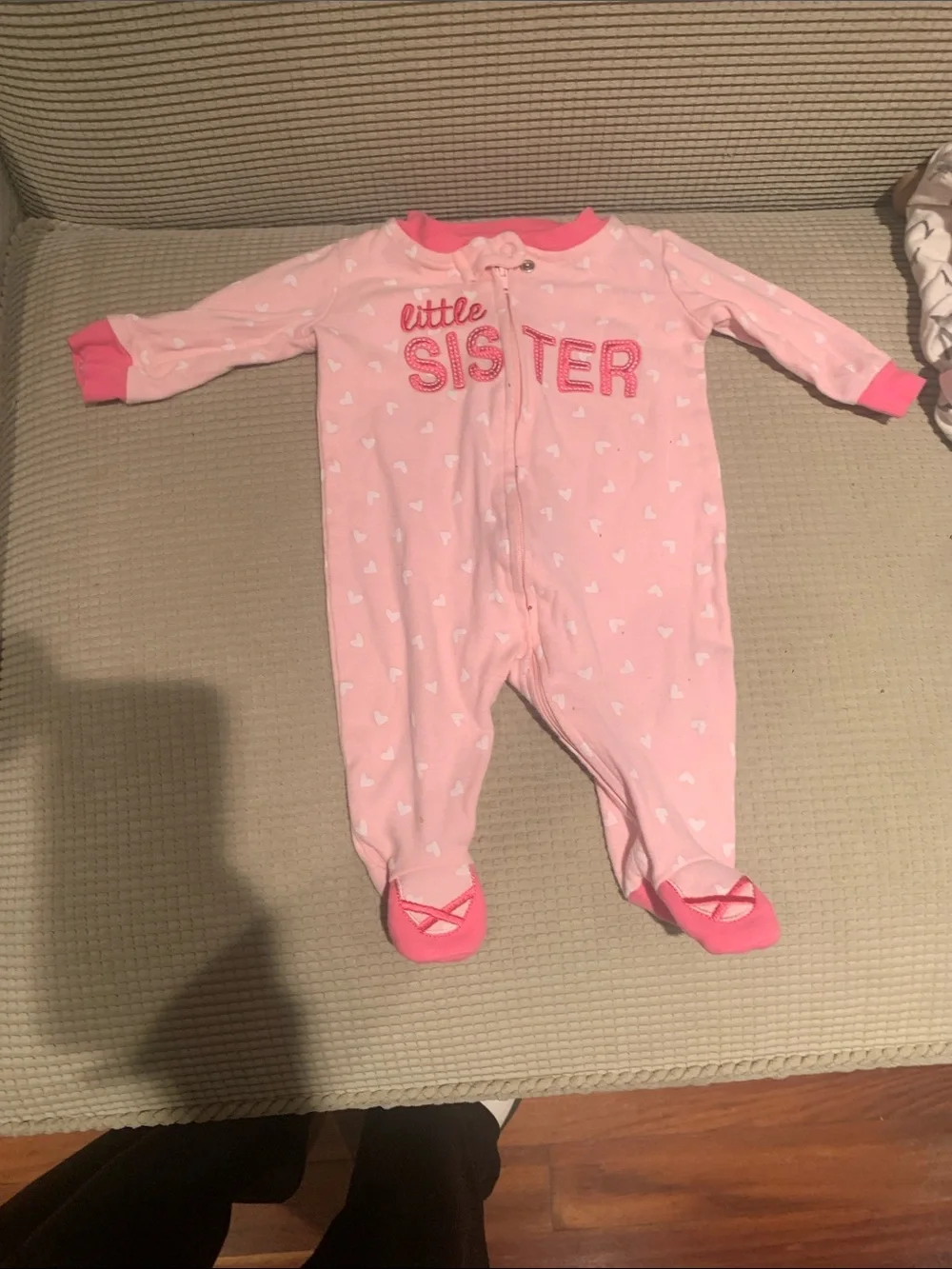 Pink 'Little Sister' Footed Pajama One-Piece